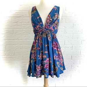  ILLA ILLA floral blue tank mini dress size small